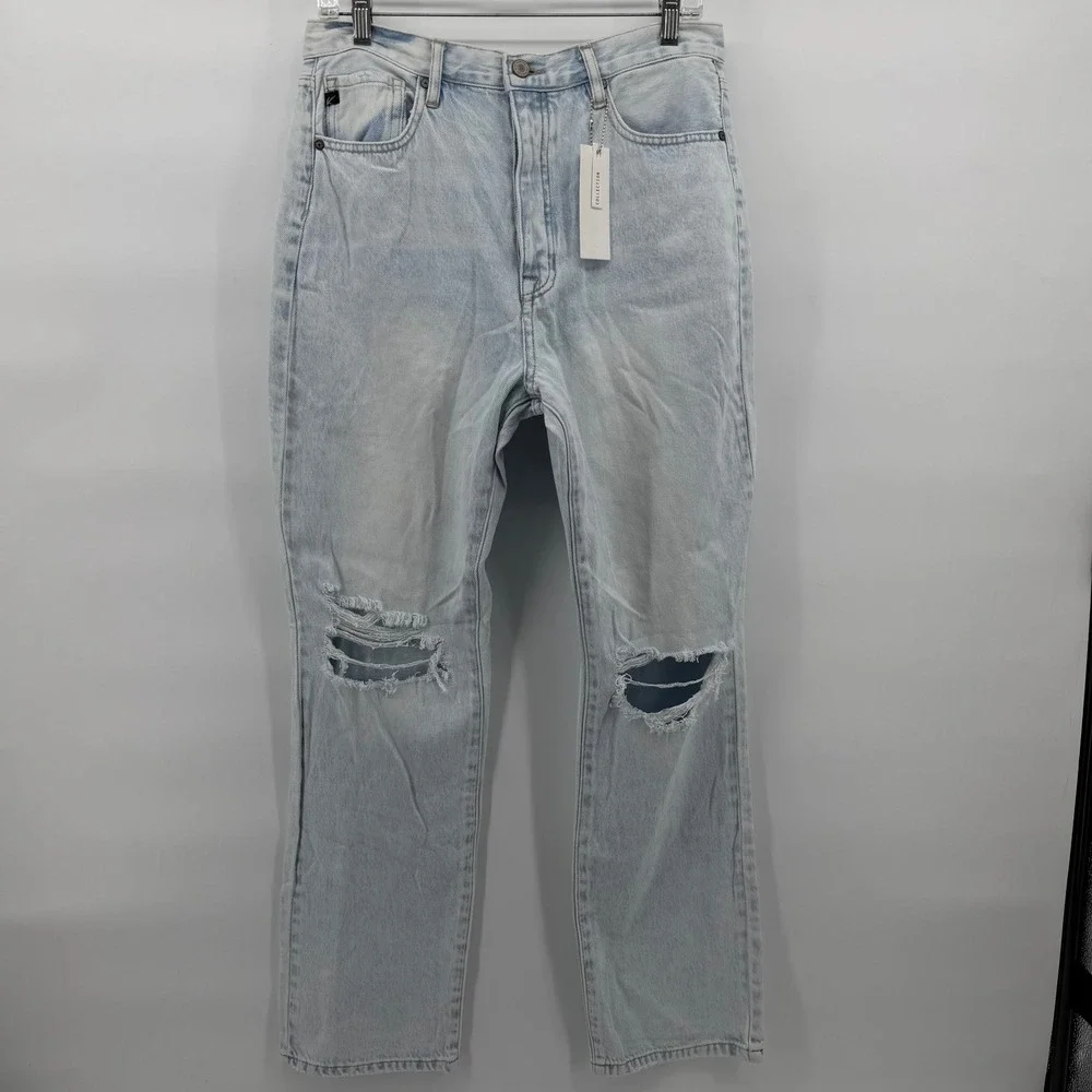 KanCan Jeans Womens 9/28 Light Wash Distressed High‎ Rise Straight Leg Denim - Picture 2 of 11